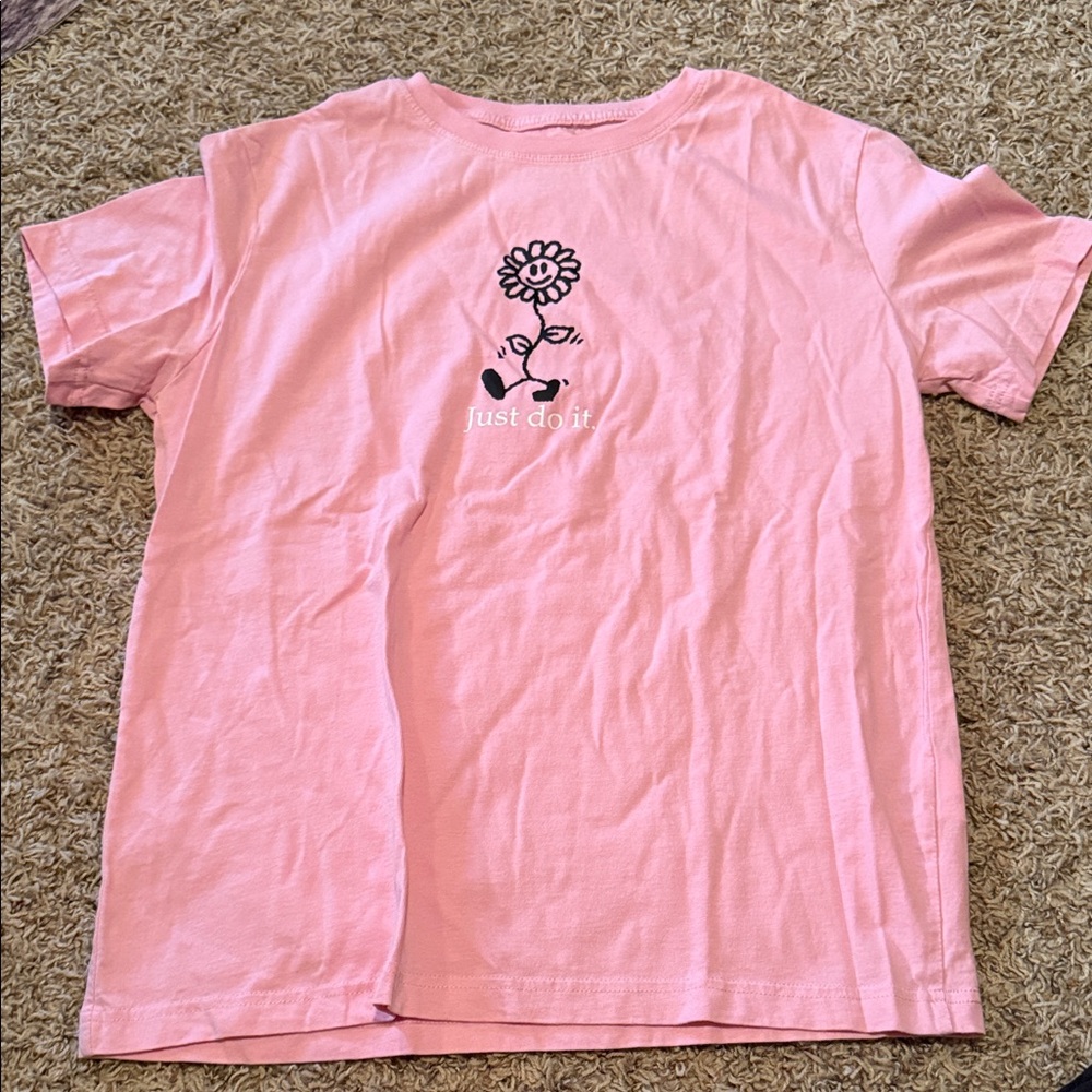 Nike Kids Light Pink Tee with Floral Graphic